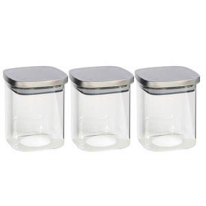 Gerim 3x stuks voedsel/etenswaren bewaren voorraadpot 1100 ml glas met RVS deksel -