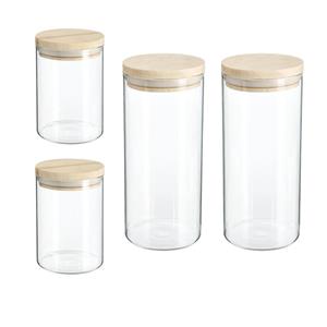 Secret de Gourmet Set van 4x keuken voorraadbussen/potten glas 0.6 en 1.3 Liter inhoud -