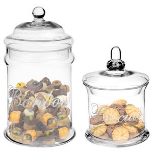 Secret de Gourmet Set van 2x voorraadpotten/koektrommels 1L en 2L glas met deksel -