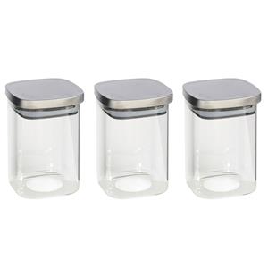 Gerim 3x stuks voedsel/etenswaren bewaren voorraadpot 1400 ml glas met RVS deksel -