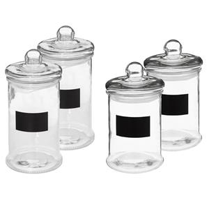 5five Set met 4x glazen voorraadpotten 1,2L en 1,6L met krijtvlak -