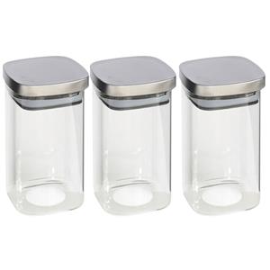 Gerim 3x stuks voedsel/etenswaren bewaren voorraadpot 1500 ml glas met RVS deksel -