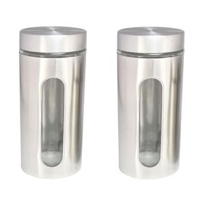 Set van 4x stuks voorraadpotten/bewaarpotten  11 x 11 x 24 cm Rvs/glas -