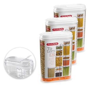 6x stuks strooier/voorraadbussen transparant kunststof wit 1,5 liter -