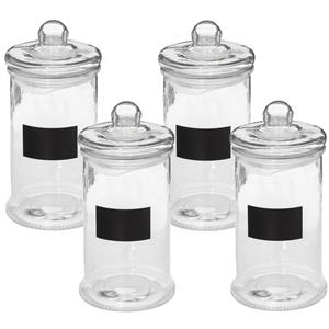 5five 4x stuks snoeppotten/voorraadpotten 1,6L glas met deksel en krijtvlak -