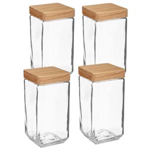 5five 4x stuks voorraadbussen/voorraadpotten 2L glas met houten deksel -