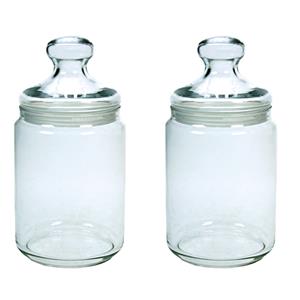 Luminarc Set van 3x stuks voorraadpotten/bewaarpotten 1000 ml glas met glazen deksel -