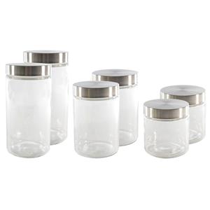 HI Set van 6x keuken voedsel opslag voorraadpotten glas in 3 formaten -
