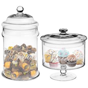 Secret de Gourmet Set van 2x voorraadpotten/koektrommels 1,8L en 2L glas met deksel -