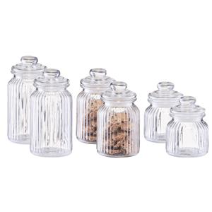 Zeller Set 6x keuken voedsel opslag voorraad glas in 3 formaten -