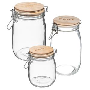 5five Set van 6x keuken voorraadbussen/potten glas 0.75/1.0/1.5 Liter inhoud -