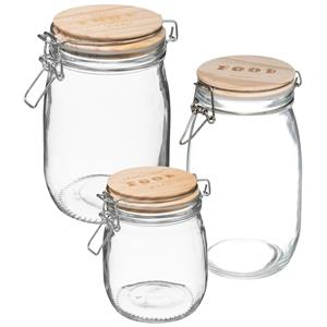 5five Set van 6x keuken voorraadbussen/potten glas 0.75/1.0/2.0 Liter inhoud -