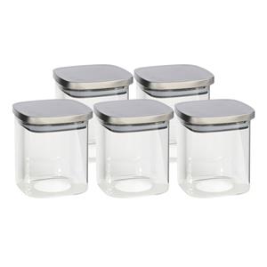 Gerim 5x stuks voedsel/etenswaren bewaren voorraadpot 800 ml glas met RVS deksel -