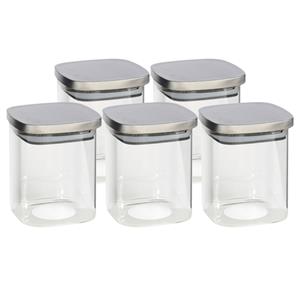 Gerim 5x stuks voedsel/etenswaren bewaren voorraadpot 1100 ml glas met RVS deksel -