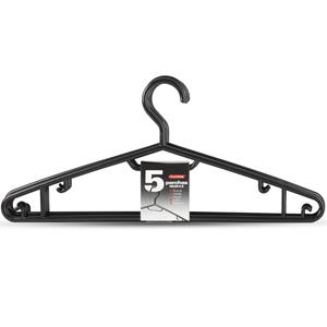 Forte Plastics 25x stuks kunststof kledinghangers in het zwart cm -