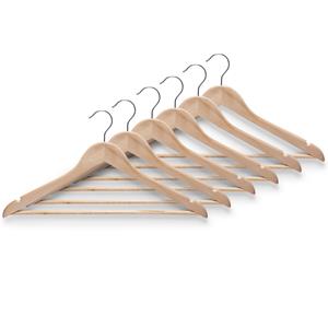 Zeller 30x Bruine houten kledinghangers met broekstang 44 cm -
