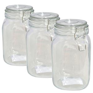 Gerim Set van 8x stuks glazen inmaakpotten/weckpotten met klemdeksel 1400 ml -