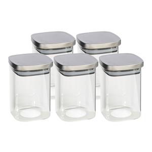 Gerim 5x stuks voedsel/etenswaren bewaren voorraadpot 1400 ml glas met RVS deksel -
