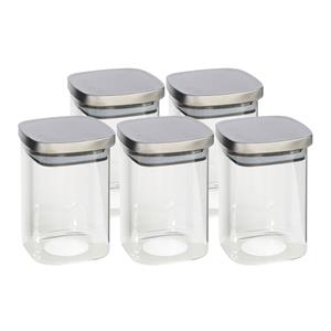 Gerim 5x stuks voedsel/etenswaren bewaren voorraadpot 1400 ml glas met RVS deksel -