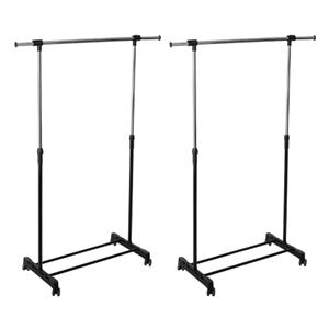 5five Kledingrek met enkele stang - 2x - kunststof/metaal - zwart - 120 x x 165 cm -