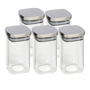 Gerim 5x stuks voedsel/etenswaren bewaren voorraadpot 1500 ml glas met RVS deksel -