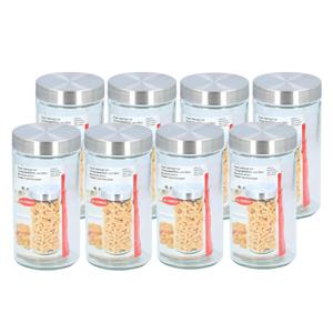 Alpina set van 8x stuks glazen luxe voorraadpot/voorraadbus 1500 ml -