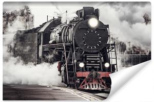 Karo-art Fotobehang - Oude Stoomlocomotief II, Komt zo je kamer binnen rijden, incl behanglijm, 11 maten
