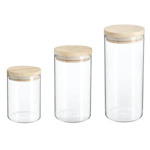 Secret de Gourmet Set van 8x keuken voorraadbussen/potten glas 0.6-1.0-1.3 Liter inhoud -