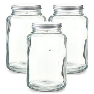 Zeller 3x Grote glazen voorraadpotten/koekjespotten 4900 ml 17 x 28 cm -