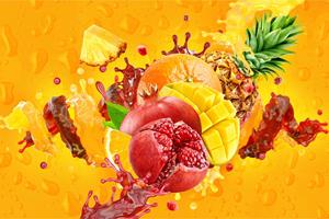 Karo-art Fotobehang - Kleurrijke tropische vruchten, Multikleur, 11 maten, inclusief behanglijm