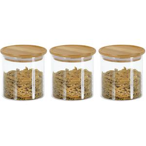 9x Glazen voorraadpotten met bamboe deksel 10 x 10 cm -