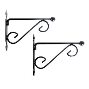 Esschert Design 2x stuks muurhaken met dubbele sierkrul 20 x 16 cm - metaal - hanging basket haak -