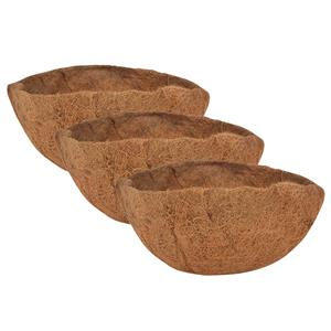 Esschert Design 3x stuks voorgevormde inlegvellen kokos voor hanging basket 35 cm - kokosinleggers -