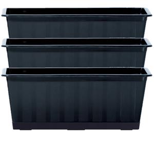 Prosperplast 3x Antraciet kunststof Agro plantenbakken/bloembakken 50 cm -