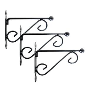 Esschert Design 3x stuks muurhaken met dubbele sierkrul 20 x 16 cm - metaal - hanging basket haak -