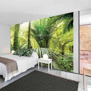 Karo-art Zelfklevend fotobehang - Groene steeg van bomen , Premium Print