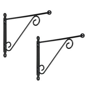 Nature 2x stuks muurhaken met dubbele sierkrul antraciet 31 x cm - verzinkt staal - hanging basket haak -