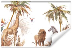 Karo-art Fotobehang - Safari dieren, premium print, inclusief behanglijm