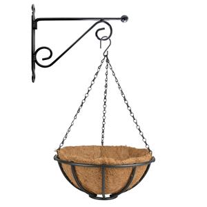 Esschert Design Hanging basket 30 cm met muurhaak - metaal - complete hangmand set -
