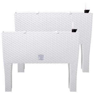 3x stuks kunststof Rato bloembak/plantenbak op poten met irrigatiesysteem wit 60 x 25 x 46 cm -