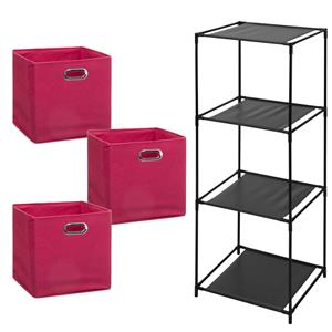Storage Solutions Opbergrek 3-laags Smartrack - 3x mandjes polyester - framboos roze - x cm -