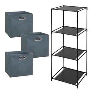 Storage Solutions Opbergrek 3-laags Smartrack - 3x mandjes polyester - grijsblauw - x cm -