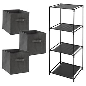 Storage Solutions Opbergrek 3-laags Smartrack - 3x mandjes polyester - donker grijs - x cm -