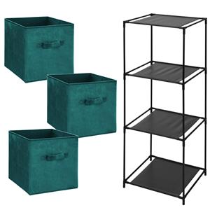 Storage Solutions Opbergrek 3-laags Smartrack - 3x mandjes polyester - petrol groen - x cm -