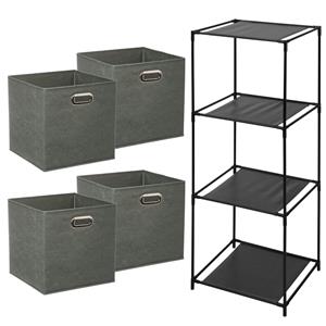 5five Opbergrek 4-laags Smartrack - 4x mandjes linnen - grijs groen - x cm -