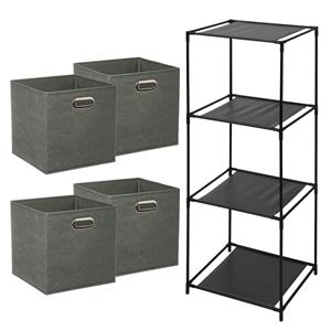 Storage Solutions Opbergrek 4-laags Smartrack - 4x mandjes polyester - grijsgroen - x cm -