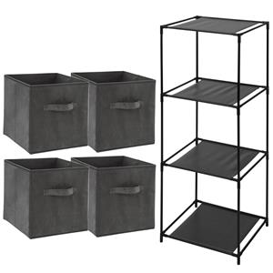 Storage Solutions Opbergrek 4-laags Smartrack - 4x mandjes polyester - donker grijs - x cm -