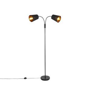 QAZQA Moderne vloerlamp zwart 2-lichts - Carmen