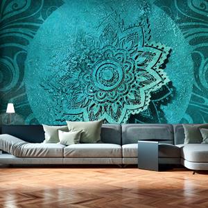 Karo-art Zelfklevend fotobehang - Azuur blauwe bloem, 8 maten, premium print