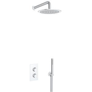 Fortifura Calvi Inbouw Regendoucheset - thermostatisch - wandarm - 25cm hoofddouche - staaf handdouche - gladde doucheslang - chroom SW496810/SW542643/SW706209/SW720552/SW720559/SW721